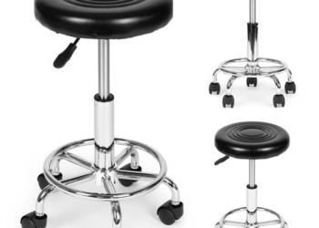 Stołek obrotowy taboret kosmetyczny medyczny fotel regulowany czarny Moder…