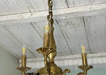 Francuski Żyrandol nr. 52 Francja, mosiądz 3-ram Antyk Lampa