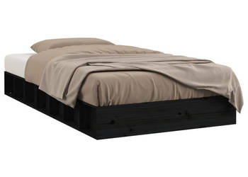 Rama łóżka czarna lite drewno 75x190 cm WM-820700