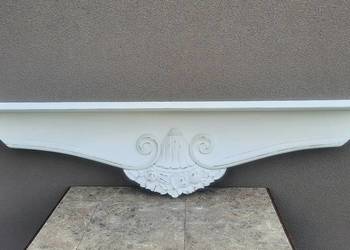 Stara półka 141cm rzeźbienia biała przecierana shabby chic D055