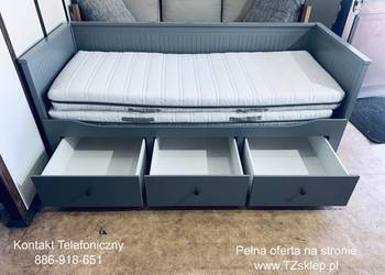 IKEA HEMNES Łóżko Leżanka z 3 szufladami, 2 materace IKEA ,szare Transport
