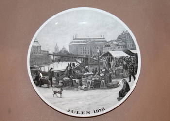 Talerz kolekcjonerski Gustaveberg  ,, Targ zimowy 1874 r' nr 1341 Talerz kolekcjonerski Gustaveberg  ,, Targ zimowy 1874 r' nr 1341