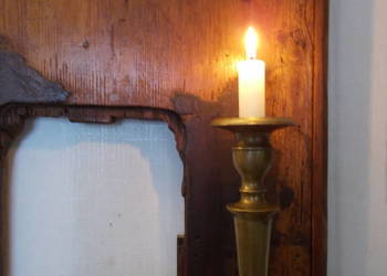 Stary Rzadki Mosiężny Świecznik Filarowy - Ciężki - Segmentowy - Vintage