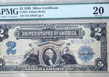 Banknot 2 $ 1899  Silver Certificate PMG 20 Banknot 2 $ 1899  Silver Certificate PMG 20