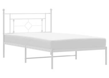 Łóżko Metalowe Białe Rama Łóżka Ze Stelażem Biała 107x203 cm WM-374384