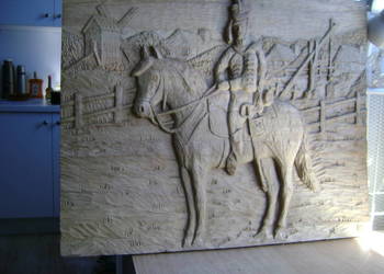 Starocie z PRL Militaria Drzeworyt "Husar Księstwa Warszawskiego" UNIKAT