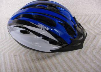 Kask rowerowy Firmowy " TRAX " biało - niebieski roz. 57/61