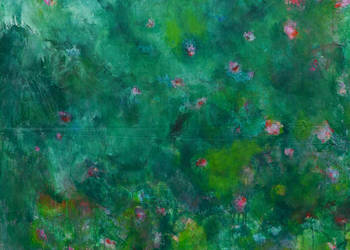 Abstrakcja w zieleniach na płótnie 150 x 114cm