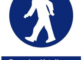 Naklejka BHP Przechodź tylko w oznakowanym miejscu GL013