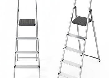 Drabina aluminiowa jednostronna 5 stopni składana z podestem 150 kg Modern…