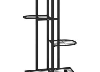 Kwietnik z 4 półkami i kółkami 44x23x80 cm czarny żelazny WM-343115