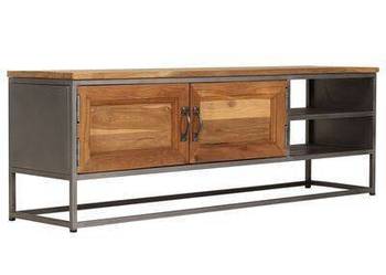 Szafka TV, drewno tekowe z recyklingu i stal, 120 x 30 x 40 cm(246281)