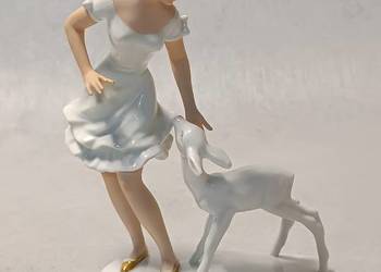 WALLENDORF Dziewczynka z jelonkiem Kolekcjonerska porcelanowa figura