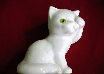 Kot - biały kotek - Figurka - ceramika Holandia - 12 x 12 x