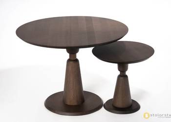 Komplet Okrągłych drewnianych stolików kawowych ∅50cm,∅90cm dąb