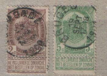 Zn. Belgia  Mi 79, 80 kas  1907