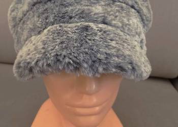 Czapka Futrzana Sztuczne Futro Sześciokątna Kaszkiet z Daszkiem M&S