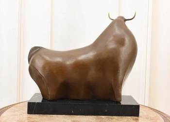 Fernando Botero Styl - Gruby Abstrakcyjny Byk - Figura Rzeźba z Brązu