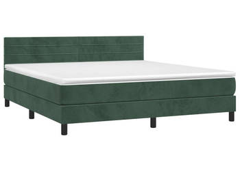 Łóżko kontynentalne z materacem i LED zielony aksamit 160x200cm WM-3134474