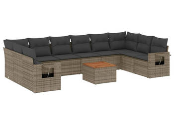 11-cz. zestaw mebli ogrodowych z poduszkami szary rattan PE WM-3257068