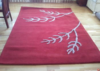 Dywan wełniany 160 x 230 czerwony srebrny