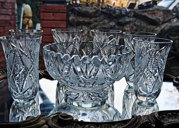 Zestaw kryształowy szklanki 6 sztuk miska