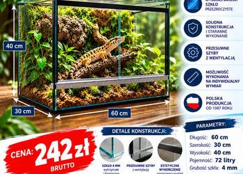 Terrarium szklane 60x30x40 cm – szkło 4 mm – producent Trans-Glass