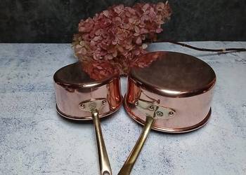 Mały miedziany garnek miedziany rondel - komplet 2szt