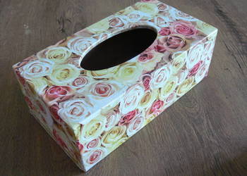 Pojemnik drewniany chustecznik decoupage prezent