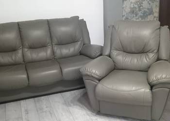 Kanapa i fotel skórzane rozkładane