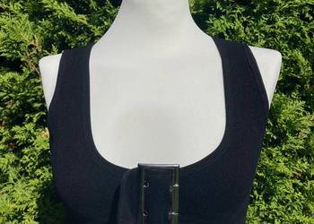 Nowy z metką krótki top czarny Fashion Nova croptop klamra S/M