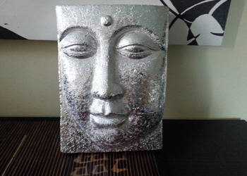 orientalny obrazek gipsowy budda srebrny15x20