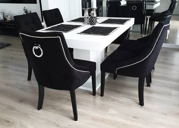 Krzesło modne eleganckie z kołatką hampton glamour pikowane