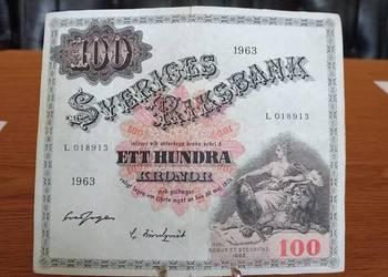 Banknot Szwecja 100 Koron 1963r. Rzadki