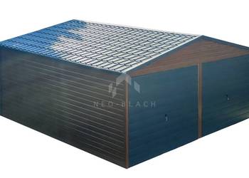 Garaż Blaszany 6x7m Blachodachówka Złoty Dąb - Drewnopodobny Rynny NB142