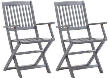 Składane krzesła ogrodowe 2 szt. lite drewno akacjowe WM-46333