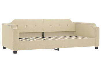 Sofa z funkcją spania kremowe obita tkaniną 90x200 cm WM-354209