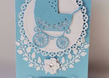 ZAPROSZENIA CHRZEST ŚWIĘTY CHŁOPIEC – WÓZEK B6 BŁĘKIT – BIEL