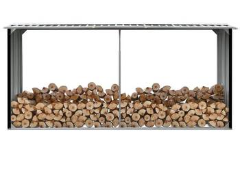 vidaXL Wiata na drewno, stal galwanizowana, 330x92x153 cm,((SKU:47088)