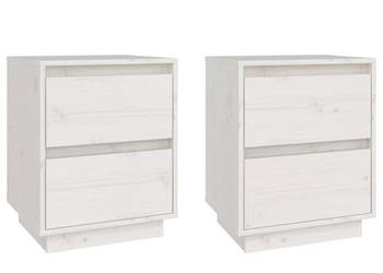 Szafki nocne 2 szt. białe 40x35x50 cm lite drewno sosnowe WM-813318