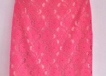 Spódnica ołówkowa H&M elegancka koronka róż neon 42 XL