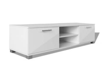 Szafka pod TV, wysoki połysk, biała 120x40,5x35 cm(SKU:243041)