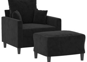 Fotel z podnóżkiem czarny 60 cm obity aksamit WM-3201102
