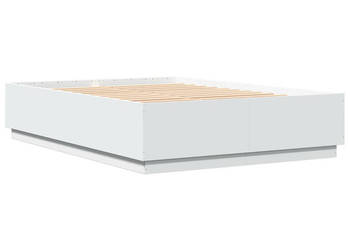 Rama łóżka z LED biała materiał drewnopochodny 150x200 cm WM-3209604