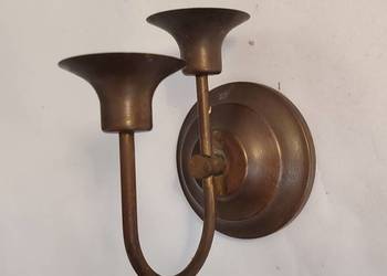 Zabytkowy antyczny podwójny świecznik kinkiet mosiężny