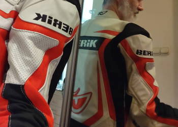 Kurtka skórzana Berik 48 (rozmiar S) Racing w jaskrawych barwach + spodnie