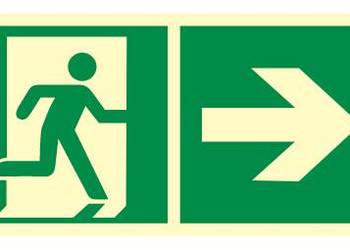 Naklejka BHP wyjście ewakuacyjne (w prawo) AAE107