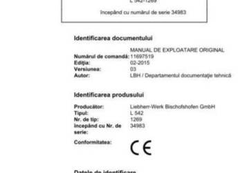 Liebherr L542-1269 instrukcja obsługi DTR PL