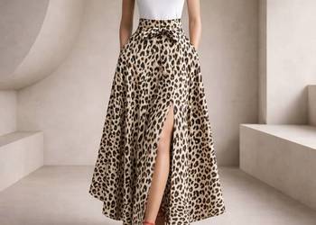 Spódnica panterka GUMA asymetryczna z kieszeniami i rozcięciem UNI