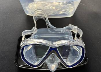 Maska Nurkowa Profesjonalna Vision, bezb. silikon, niebieska ramka